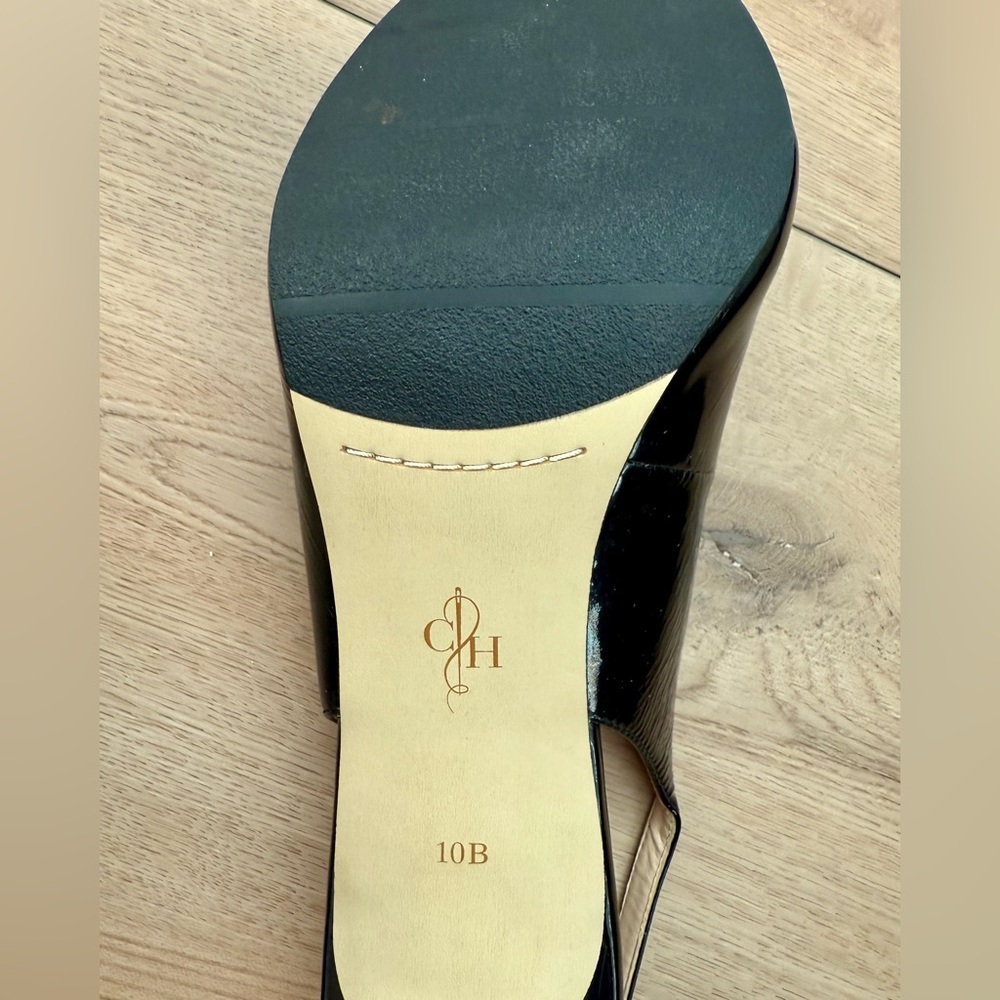 Cole Hahn Black Patent Leather Peep-Toe Heels Size 10 - Picture 6 of 7